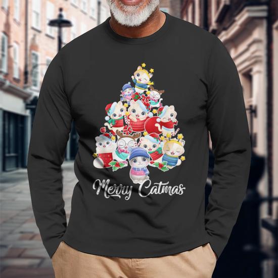 Cat christmas tree shirt best sale