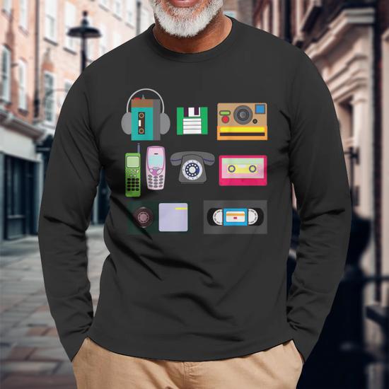 Decade 90 Year 1990 Generation Era Vintage Retro Long Sleeve T