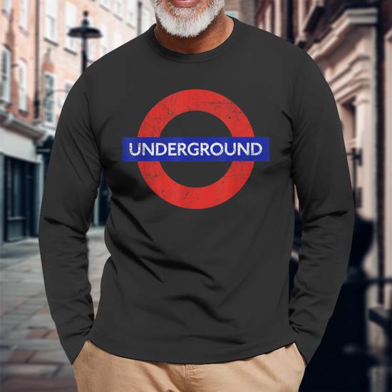 Distressed London Underground The Tube Metro Train Uk Long Sleeve T Shirt Mazezy