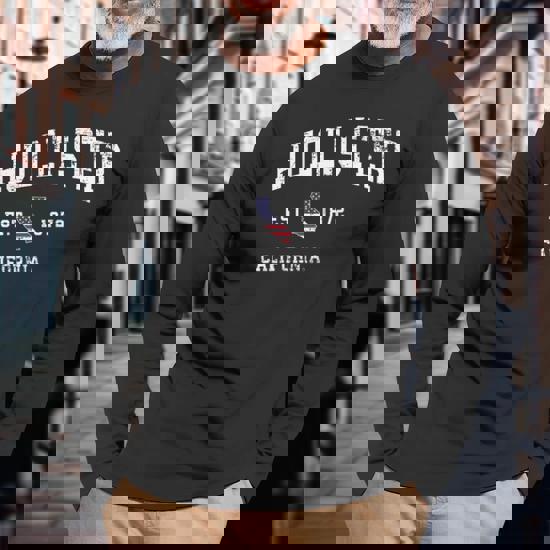 Hollister California Vintage State Usa Flag Athletic Style Long Sleeve T Shirt T Shirt Mazezy