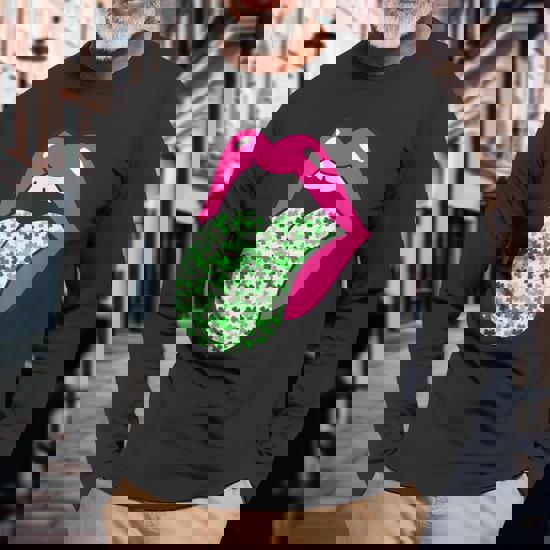 Hot Pink Lips Shamrock Tongue Trendy St Patrick's Day Print T-Shirt Hot Pink Lips Shamrock Tongue Trendy St Patrick's Day Print T-Shirt