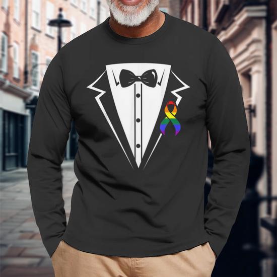 gay pride dress shirt Tshirt Dress Pride Dress Shirt Lgbt Pride Gay Bachelor Party Tuxedo  Engagement Long Sleeve T