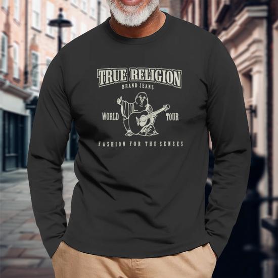 True Religion Metallic Buddha Men Women Long Sleeve T-Shirt T 