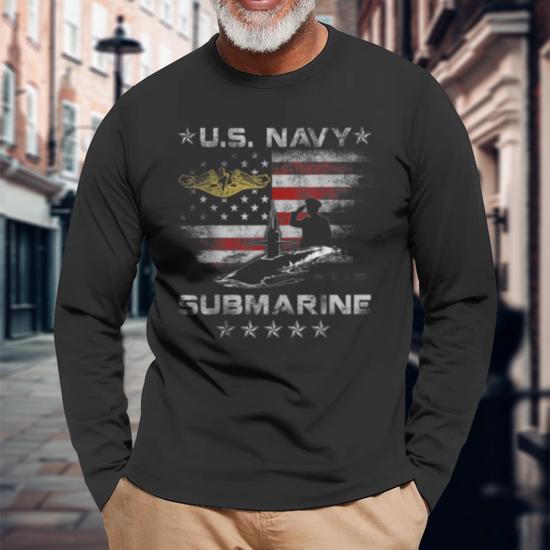 US Navy Submarine Silent Service Vintage Long Sleeve T-Shirt 