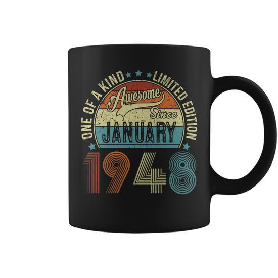 Awesome Since January 1948 Gifts 75 Year Old 75Th Birthday Coffee Mug -  Seseable