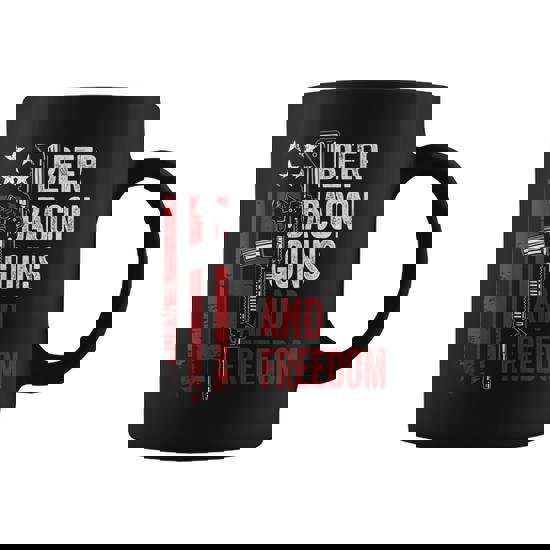 Beer Bacon Guns \u0026 Freedom - Funny Bbq Gun Usa Flag Drinking Coffee Mug |  Seseable UK