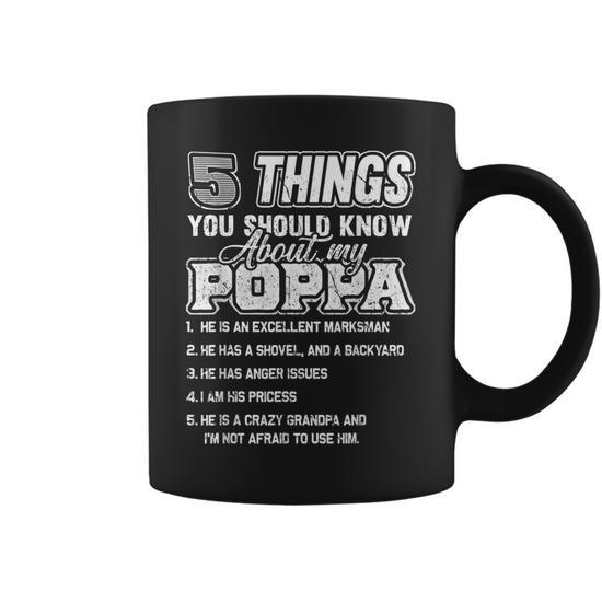 Five Things You Should Know About My Poppa Grandpa Funny Coffee Mug | Mazezy