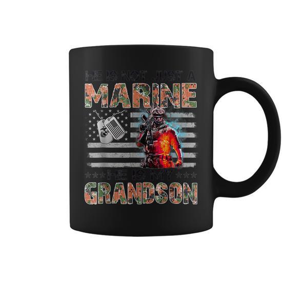 Lovely My Grandson Is a Marine Proud Grandma Proud Grandpa Coffee Mug