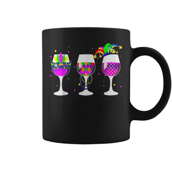 Mardi Gras Glass Of Wine Funny Drinking Wine For Men Women V2 Coffee Mug -  Seseable