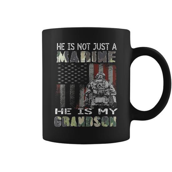 Proud of My Grandson Is a Marine Proud Grandma Grandpa Coffee Mug