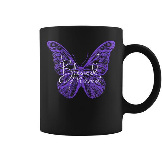 Women's Blessed Mama Mothers Day Butterfly Design to Celebrate Mom Coffee Mug