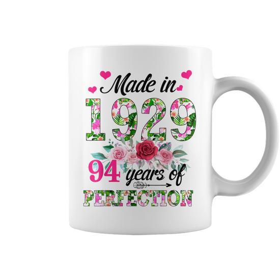 Made In 1929 Floral 94 Year Old 94Th Birthday Gifts Women Coffee Mug |  Seseable UK