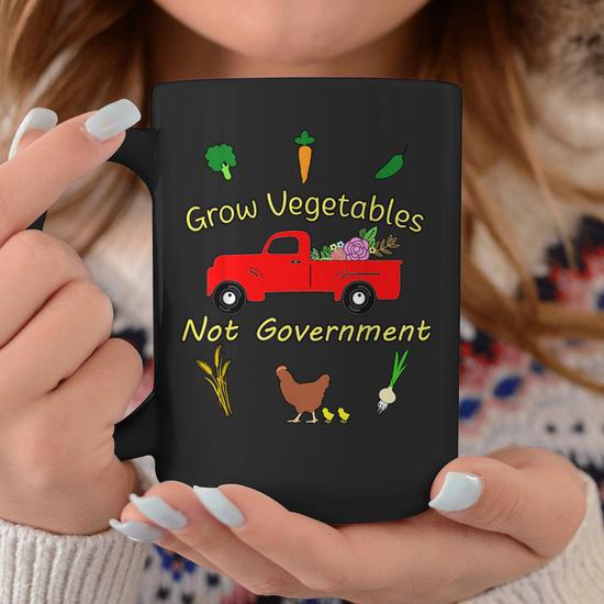 Grow Vegetables Libertarian Ranch Homestead Garden Egg Truck Coffee Mug - Side View