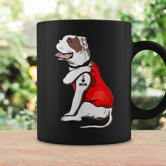 Funny American Bulldog Dog I Love Mom Tattoo Lover Gift Coffee Mug -  Seseable