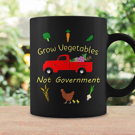 Grow Vegetables Libertarian Ranch Homestead Garden Egg Truck Coffee Mug - Back View