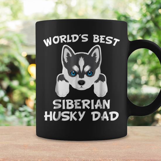 Worlds Best Siberian Husky Dad Dog Owner Gift For Mens Coffee Mug Mazezy UK