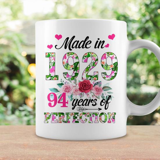 Made In 1929 Floral 94 Year Old 94Th Birthday Gifts Women Coffee Mug |  Seseable UK