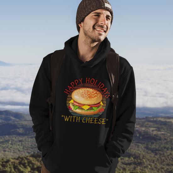 Ugly Christmas Sweater Burger Happy Holidays With Cheese V8 Hoodie Monsterry DE