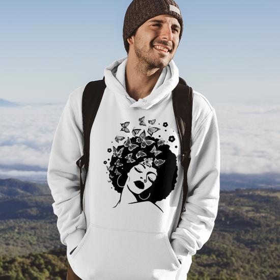 Melanin Queen African American Strong Black Natural Afro V5 Men Hoodie Graphic Print Hooded Sweatshirt Thegiftio