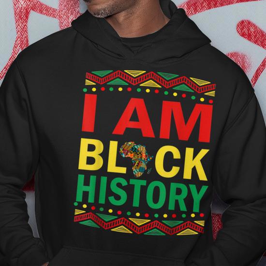 I Am Black History Black Human Black Pride And Culture Men Hoodie Graphic Print Hooded Sweatshirt Seseable UK