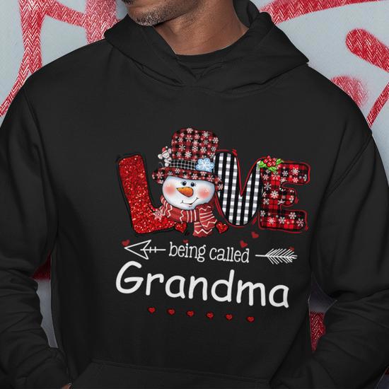 Love Being Called Grandma Snowman Christmas Red Plaid Xmas Hoodie Monsterry