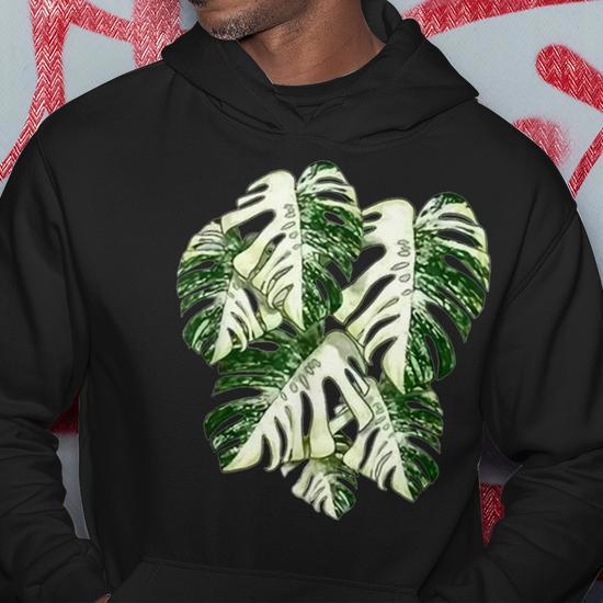 Monstera Deliciosa Indoor House Plant Lover Men Hoodie Graphic Print Hooded Sweatshirt | Seseable