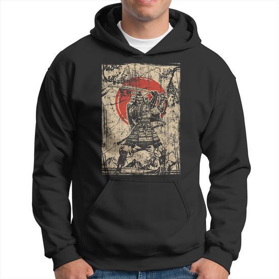 Japanese Culture Red Moon Samurai Warrior Bushido Code Hoodie