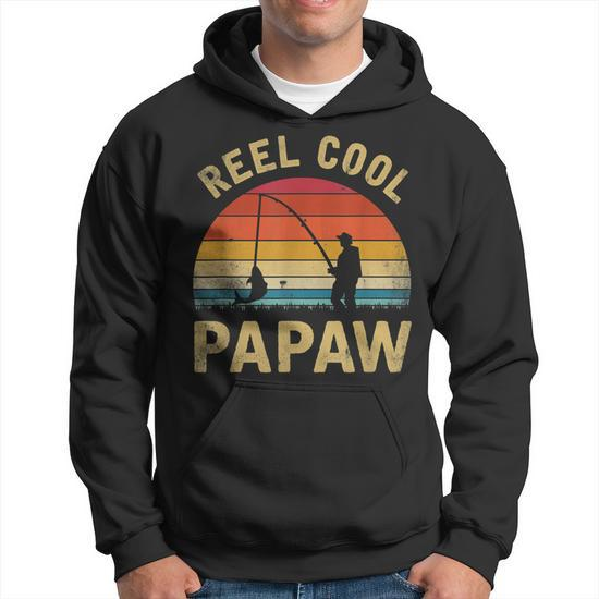 Mens Vintage Reel Cool Papaw Fish Fishing Shirt Fathers Day Gift Hoodie