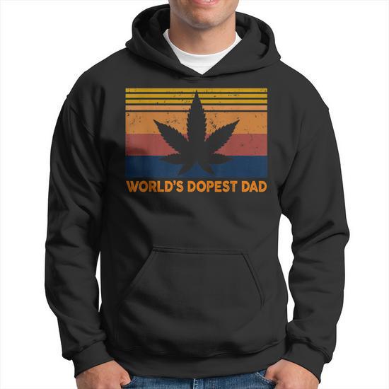 Mens Worlds Dopest Dad Weed Cannabis 420 Vintage Gift Men Hoodie Graphic Print Hooded Sweatshirt Seseable UK