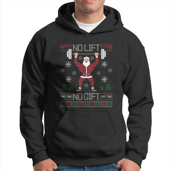 No Lift No Gift Ugly Christmas Sweater Gym Santa Gifts Men TShirt