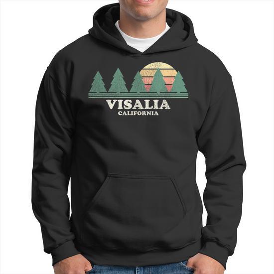 Visalia Ca Vintage Throwback Retro 70S Design Hoodie