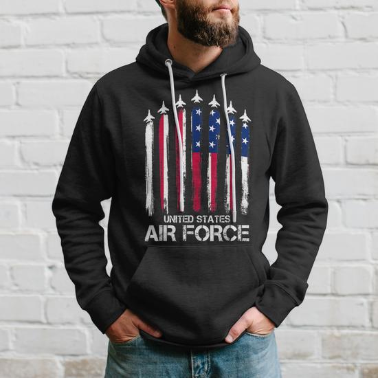 Air Force Us Veterans American Flag 4Th Of July Patriotic V2 Men Hoodie Graphic Print Hooded Sweatshirt Thegiftio UK