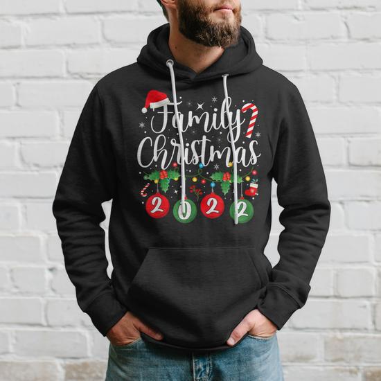 Family Christmas 2022 Matching Funny Santa Elf Squad Men Hoodie Graphic Print Hooded Sweatshirt Seseable UK