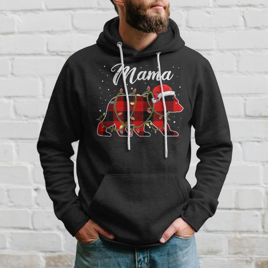 Buffalo plaid mama bear hoodie sale