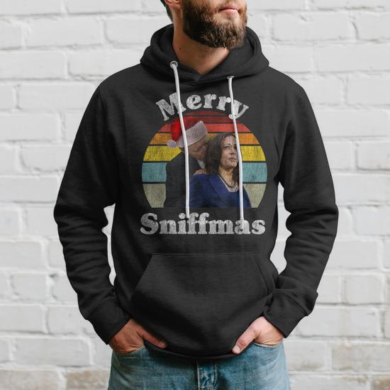 Merry Sniffmas Christmas Anti Biden Ugly Christmas Sweater Men Hoodie Graphic Print Hooded Sweatshirt Seseable UK