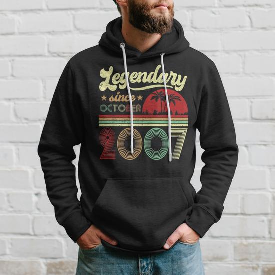 Vintage 2007 Legendary Since October 2007 Limited Edition 16 Men Hoodie Thegiftio UK