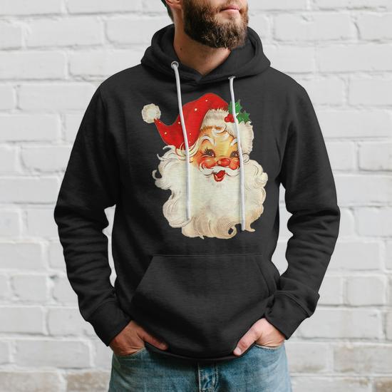 Vintage Red Santa Claus Red Christmas Design V3 Men Hoodie Graphic Print Hooded Sweatshirt Seseable UK