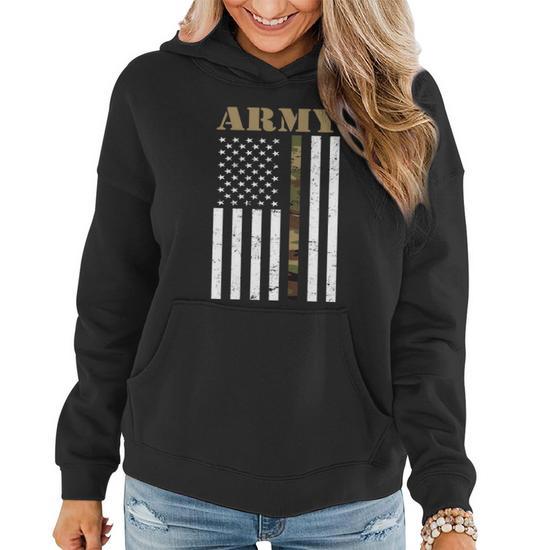 Army Flag Thin Camo Line Women Hoodie Monsterry