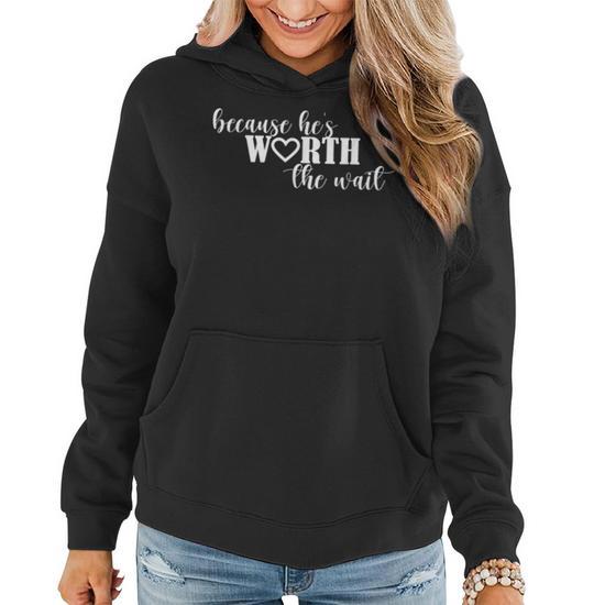 Because Hes Worth The Wait Air Force Wife Marine Wife Women Hoodie Mazezy