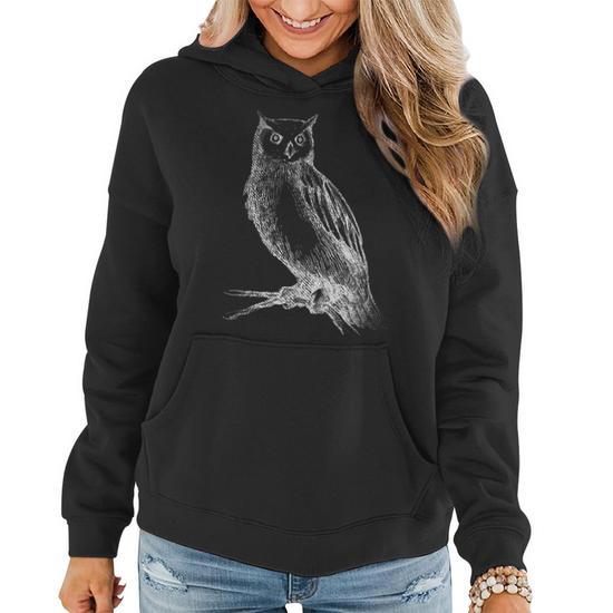 Distressed Owl Women Hoodie Graphic Print Hooded Sweatshirt Thegiftio UK