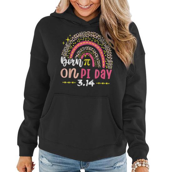 Leopard Rainbow Born on Pi Day Birthday Women Girls Kids Women Hoodie