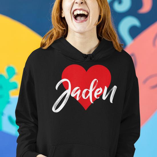 I Love Jaden First Name I Heart Named Women Hoodie Graphic Print Hooded Sweatshirt Thegiftio UK