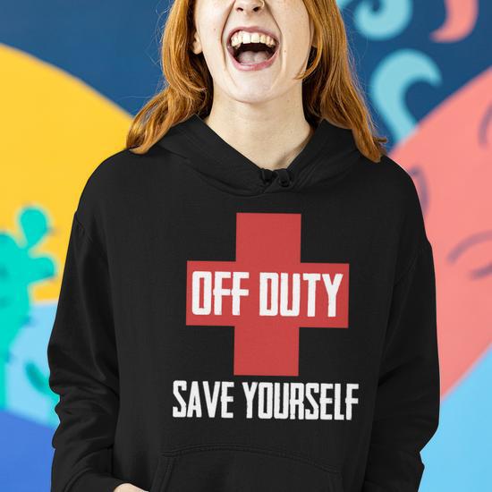 Off Duty Save Yourself Lifeguard Worker Shirt Women Hoodie Graphic Print Hooded Sweatshirt Thegiftio UK