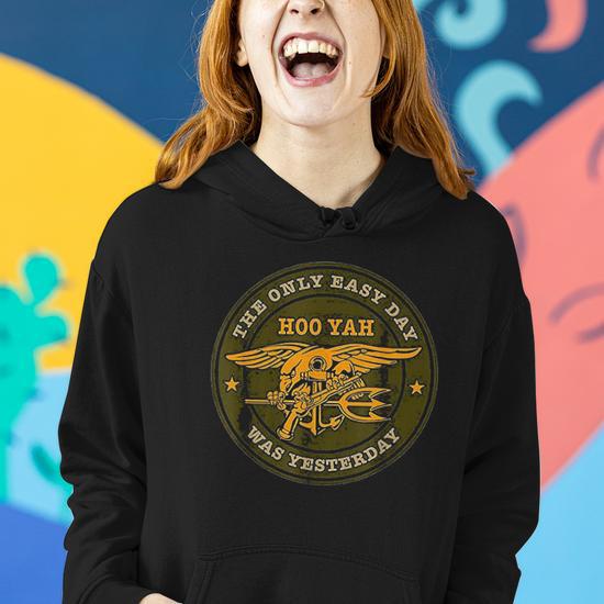 Us Navy Seals Hooyah Original Proud Navy Gift V2 Women Hoodie Graphic Print Hooded Sweatshirt Thegiftio UK