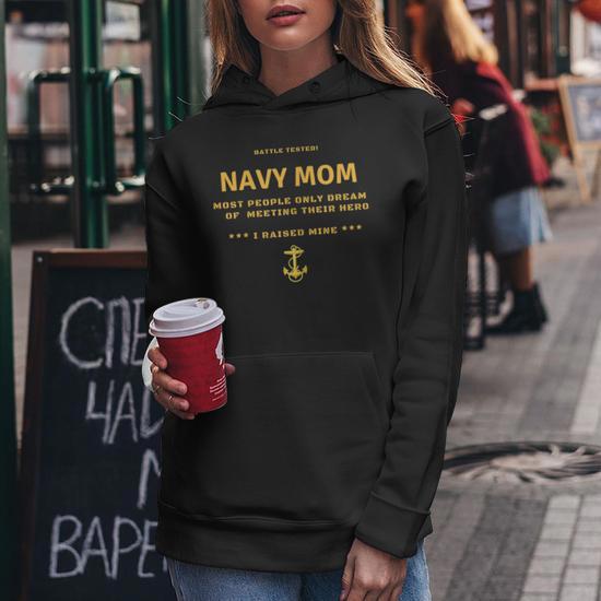 Womens Proud Us Navy Mom Battle Tested Hero Sailor Women Hoodie Mazezy DE