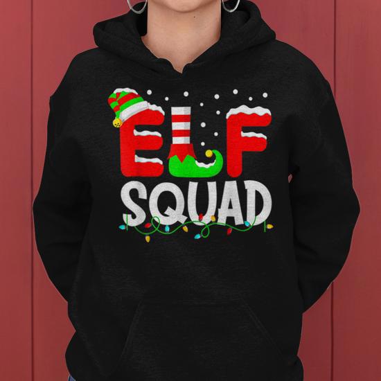 Elf Squad Funny Family Christmas Matching Pajamas Xmas V9 Women Hoodie Graphic Print Hooded Sweatshirt Thegiftio UK