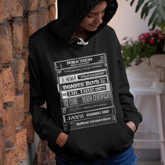 Hip Hop Artists Cassettes Old School Rap Youth Hoodie Mazezy