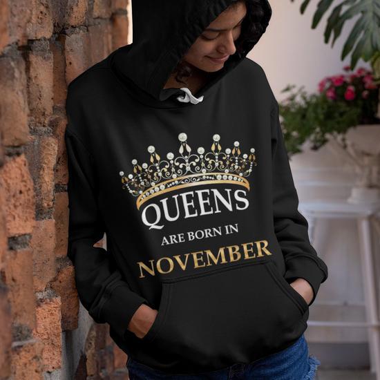 Queens Are Born In November Cute Girls Birthday Gift Youth Hoodie