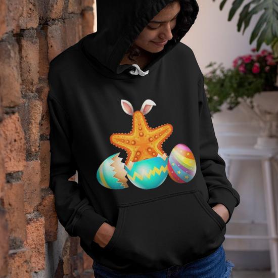 Starfish Easter Egg Bunny Ears Costume Rabbit For Boys Girl Youth Hoodie Seseable UK