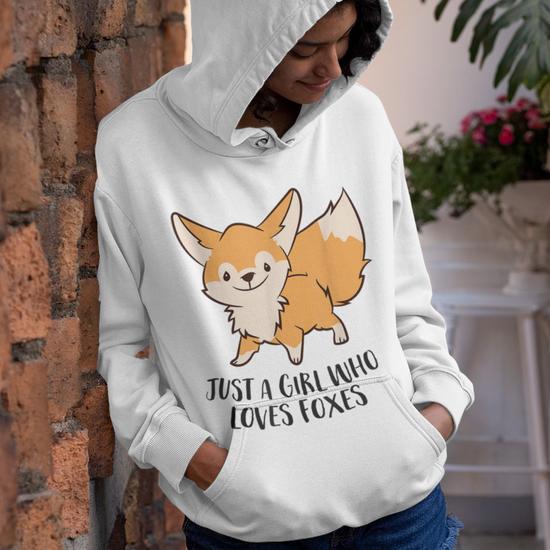 Just A Girl Who Loves Foxes Cute Fox Girl Youth Hoodie Seseable UK